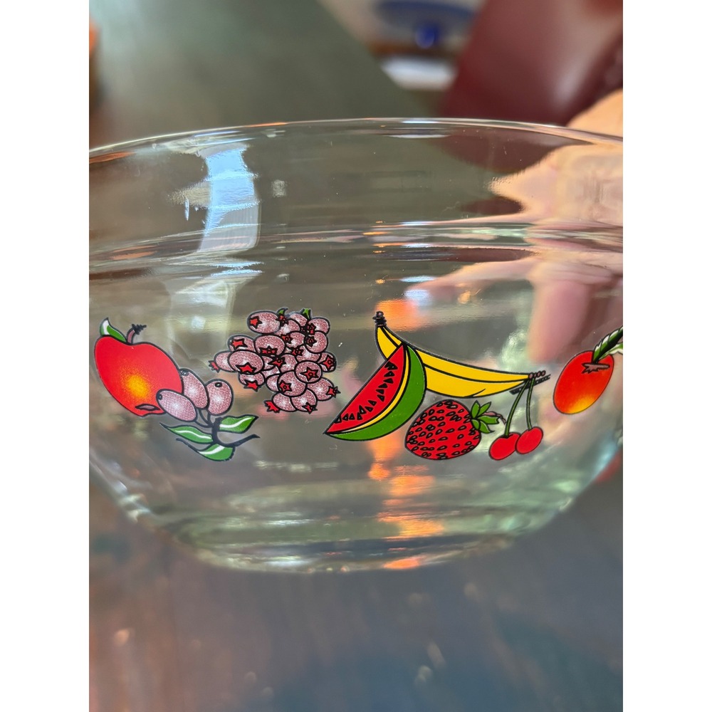 Vintage Fruit Motif Glass Nesting Mixing Bowls Set of 5 Heat Resistant Clear - Picture 2 of 12
